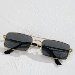 FUNGLASSES Unisex Rectangle Sunglasses with UV Protected Lens karan aujhla gold blk image 5