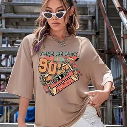 Christy World Women Graphic Printed Round Neck Oversized T-shirt-image-29