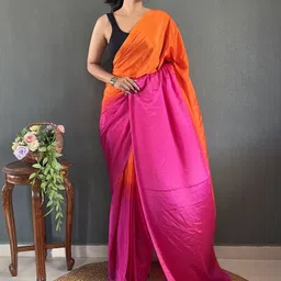 FLOURIOUS Ombre Dyed Pure Georgette Saree image 5
