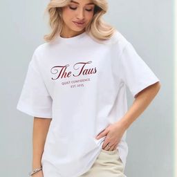 LULU & SKY Women Typography Printed Round Neck Pure Cotton Oversized T-shirt-picture-10