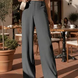 COVZ Women Smart Loose Fit High-Rise Easy Wash Trousers-picture-34