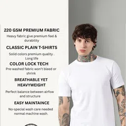 Own The Look Men Solid Round Neck Cotton T-shirt image 4