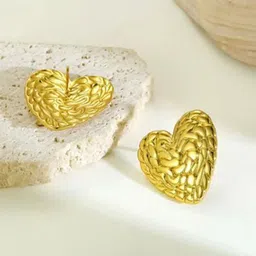 DressBerry Stainless Steel 18K Gold-Plated Heart Shaped Studs-image-89
