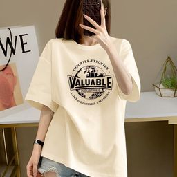 KPOP Women Typography Printed Drop-Shoulder Sleeves T-shirt-picture-30