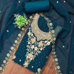 Rangtulika Ethnics Floral Embroidered Sequinned Soft Georgette Unstitched Dress Material-picture-38