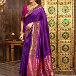 DWIJA FASHION Woven Design Zari Paithani Saree-picture-16