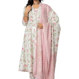 N.B.F Fashion Women Floral Printed Regular Kurta with Trousers & With Dupatta-picture-34