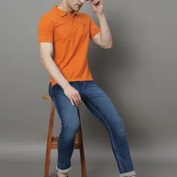 HUSHBUCKS Men Solid Polo Collar Cotton T-shirt-picture-42