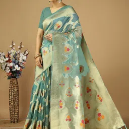 KAYOMMI Woven Design Zari Organza Banarasi Saree image 2