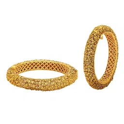 Adwitiya Collection Set Of 2 24CT Gold Plated Antique Bangles image 3