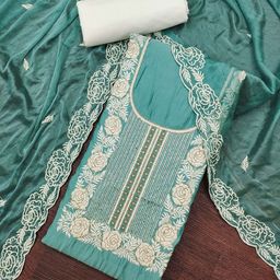 MANVAA Floral Embroidered Thread Work Unstitched Dress Material-picture-18