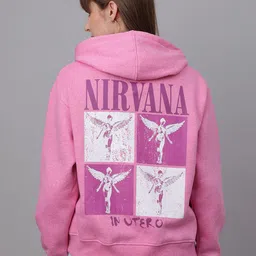 Free Authority Women Printed Relaxed Fit Hooded Sweatshirts-image-26