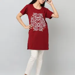 DDASPRATION Women Typography Printed Oversized Longline T-shirt-picture-32