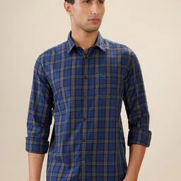 Parx Tartan Checked Printed Spread Collar Pure Cotton Slim Fit Shirt-picture-15