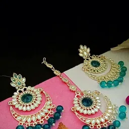 DIVASTRI Rhodium-Plated Artificial Stones-Studded And Beaded Jewellery Set-picture-35