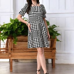 BAESD Women Checked Printed Fit & Flare Dress-picture-8
