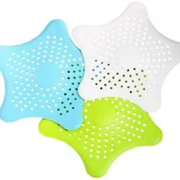 Multicolor Star Shape Non Slip Silicone Sink Filter Bathroom Hair Catcher, Drain Strainers Basin Cover Trap (3 Pcs) Hair Wash Basin-image-3