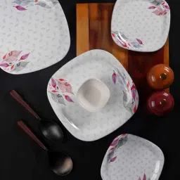 cdi Floral 18 Pcs White & Red Melamine Dinnerware Set-picture-38