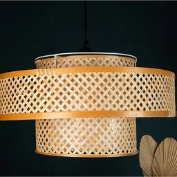 decomia Orbit Hanging Lampshades Pendant bamboo Ceiling Lamp shades(D45XH25 CM)(Red) Hanging Lights (Pendant Lights) Lamp Shade image 4