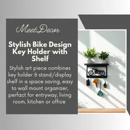 meet decor Metal Key Hanger with Shelf/Stand, Bike Design Steel Key Holder image 2
