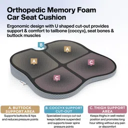 fovera Black, Grey Memory Foam Car Pillow Cushion for Universal For Car image 4