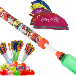 brown leaf (1 Pichkari+ 3 Magic Balloon+ 10 Holi Cap)for Kids Holi Summer Pool Party Fun Water Gun-picture-21