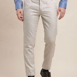 Turtle Men Checked Tailored Skinny Fit Formal Trousers-picture-14