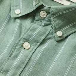 Snitch Vertical Striped Button-Down Collar Linen Casual Shirt image 5