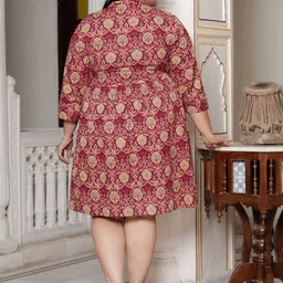 KALINI Women Ethnic Motifs Print Cotton Fit & Flare Plus Size Dress image 5