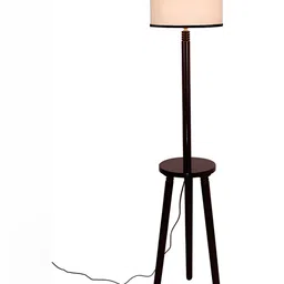 Devansh Black & White Wooden Floor Lamp image 2