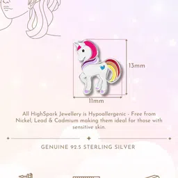 HighSpark 925 Sterling Silver Contemporary Unicorn Enamelled Studs Earrings image 4