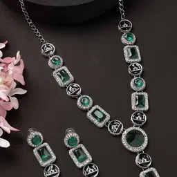 ANIKAS CREATION Silver-Plated Kundan Studdeds Jewellery Set-picture-34