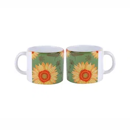 PENTADECO White & Green Floral Printed Ceramic Glossy Mugs Set of Cups and Mugs image 2