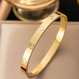 DressBerry Stainless Steel Gold-Plated Artificial Stones Studed Anti Tarnish Kada Bracelet-picture-24