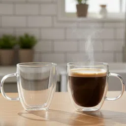 TASKHOUSE Set Of 2 Solid Dishwasher Safe Glass Transparent Cups with Handle-picture-15