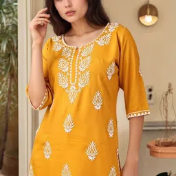 Tzelynn Women Viscose Rayon Thread Work Kurti-image-11