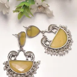 SIVA BY ANIKA Brass-Plated Artificial Stones Studded & Beaded Animal Shaped Drop Earrings-picture-35
