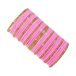 VMENTERPRISE Set of 34 Velvet & Artificial Stone-Studded Bangle-picture-14