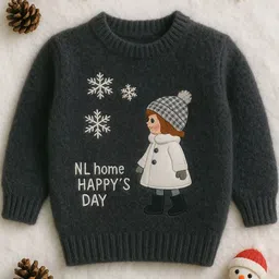 GTWO Kids-Unisex Black Wool Embroidered Sweater Vest Sweaters-picture-17