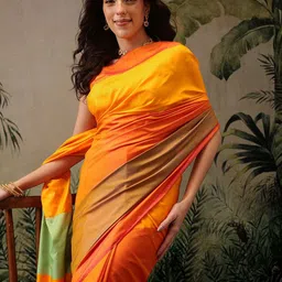 DIVASTRI Colourblocked Zari Art Silk Fusion Uppada Saree image 2