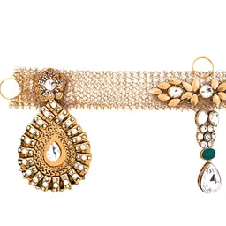 Aapno Rajasthan Gold Toned And White Artificial Beaded Ethnic Door Toran image 3