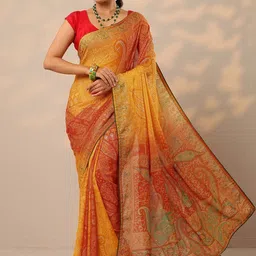 Libas Paisley Printed Saree With Blouse Piece image 4
