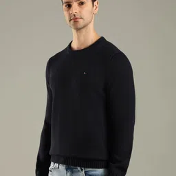 Tommy Hilfiger Men Solid Regular Fit Round Neck Long Sleeve Pure Cotton Pullover Sweater image 5