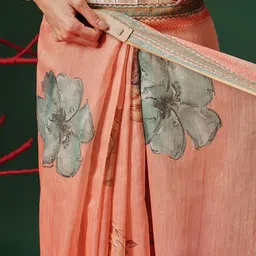 Silk Land Woven Design Floral Zari Chanderi Saree image 4