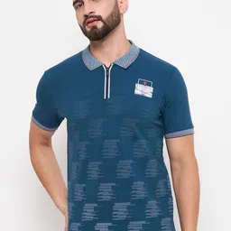 Duke Men Abstract Printed Polo Collar Cotton Slim Fit T-shirt-image-61