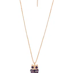Mahi Rose Gold-Plated Owl-Shaped Pendants with Chains image 2