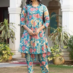 4 STOCK Printed Shirt Collar-Neck Pure Cotton Tunic With Trousers-picture-36