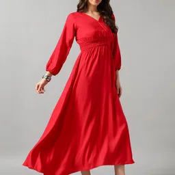 Krunal Raiyani Women Crepe Solid Dress-image-0