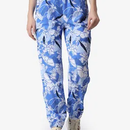 Popwings Women Floral Printed Smart Loose Fit High-Rise Joggers Trousers-image-33