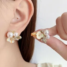 Estailo fashion Artificial Stones Studded & Pearls Beaded Contemporary Studs-image-95